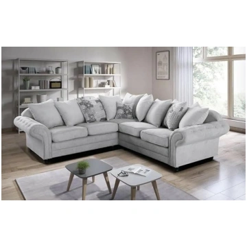 Chesterfield Style Corner Sofa, 212 cm, Silver, 5 