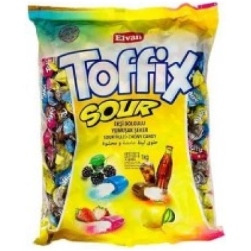 Elvan mīkstās pildītās konfektes Toffix Sour 1kg 6