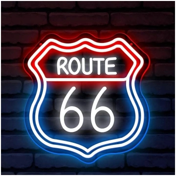 Route 66 neona zīme, LED apgaismojums, sienas deko
