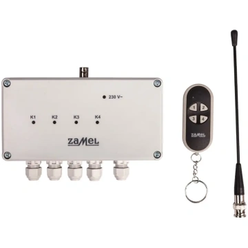 Four-channel radio mains switch with remote contro