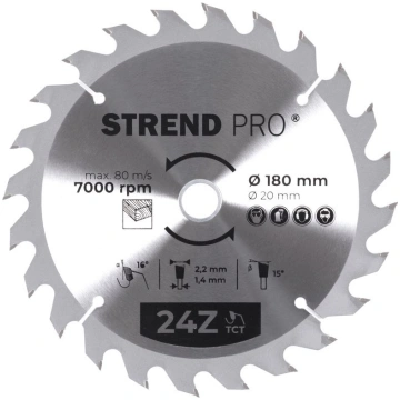 Cirkulāra zāģa ripa Strend Pro TCT 180x2,2x20/16 m