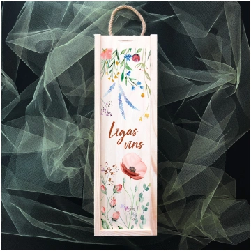 Koka pudeļu kaste "Līgas vīns"