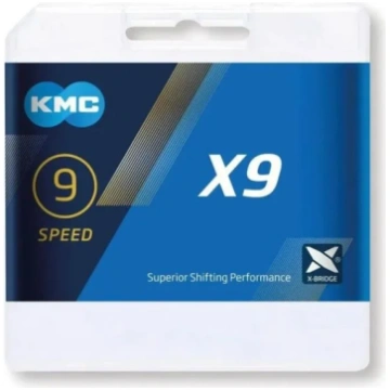 Ķēde - KMC X9 Silver Grey - BX09NG122 - 9 ātrumi, 