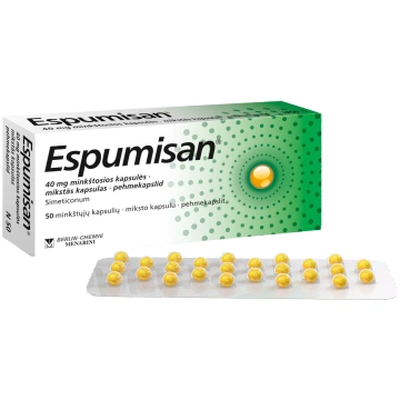 ESPUMISAN 40 mg mīkstās kapsulas, 50 gab