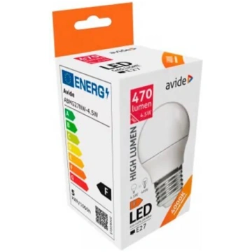 LED spuldze E27, G45, 4.5W, 470lm, 4000K Avide