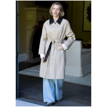 Alanah Vegan Leather Collared Trench Jacket with B
