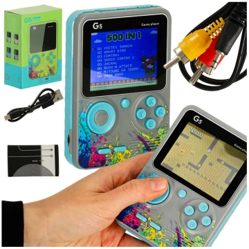 Pārnēsājama retro spēļu konsole, 500 spēles, pelēk