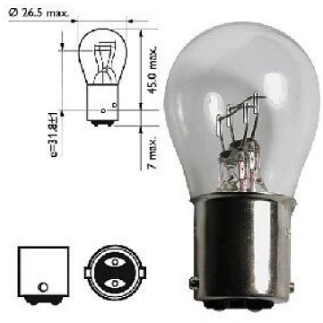 Spuldze Carpoint BAY15d 21/5W 24V. 2 gb. (0725213)