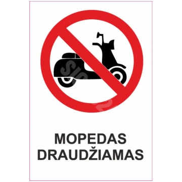 Zīme Mopēds nav atļauts Uzlīme parasta zīme 150x22
