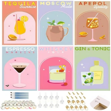Connextion Pack of 6 Paint by Numbers Cocktail wit