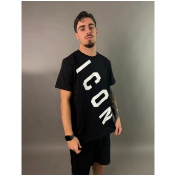 icon t-shirt basica logo traversale - S / NERO