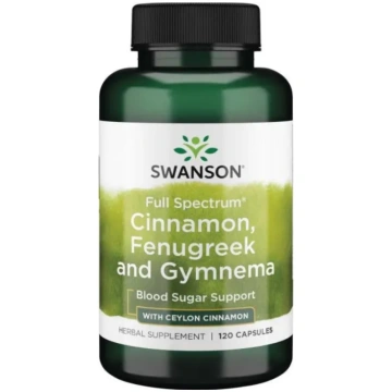 Kanēlis, Fenugreek un Gymnema, 120 kapsulas Swanso