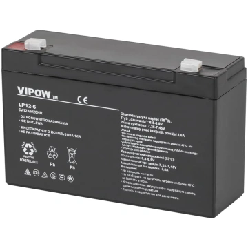 6V 12Ah gēla akumulators VIPOW BAT0201