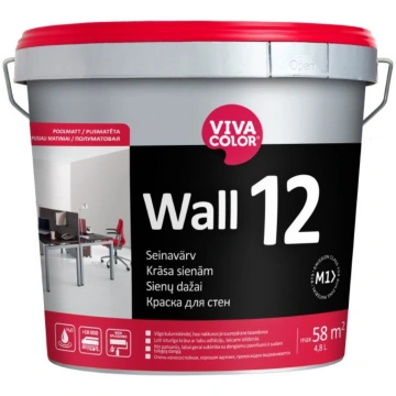 Sienu krāsa Vivacolor Wall 12, balta, 4.8 l