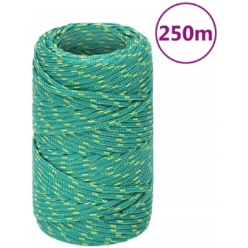 vidaXL laivu virve, zaļa, 2 mm, 250 m, polipropilē