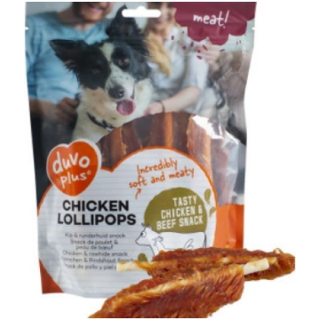 Duvo Plus Chicken Lollipops, 400g - liellopa ādas 