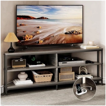 MUTUN Corner TV Stand with Socket, Corner Entertai