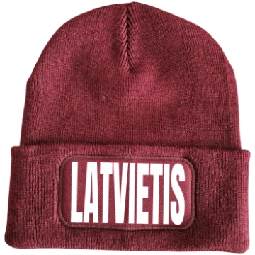 Adīta cepure bordo krāsā "Latvietis"
