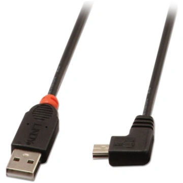 Lindy USB 2.0 tips A uz Mini-B 90° Right Angle sav