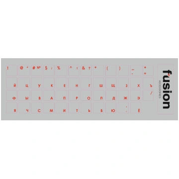 Fusion Laminated Keyboard Stickers RU, Red/Transpa