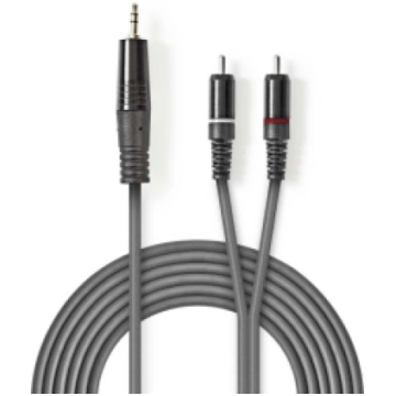 Kabelis Nedis AUX 3.5mm - 2x RCA 3m | COTH22200GY3