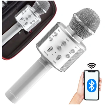 Bezvadu Bluetooth karaoke mikrofons ar skaļruni un