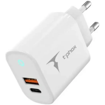 WALL CHARGER T-PHOX GLORY 45W USB/USB-C WHITE | LA