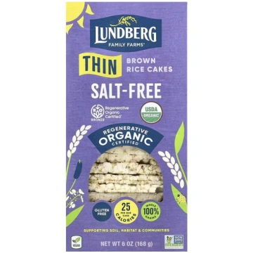 Lundberg, Organic Thin Brown Rice Cakes, Salt-Free