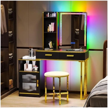 Gurexl RGB Dressing Table with Lighting and Mirror