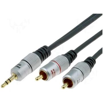 Cable | Jack 3.5mm plug,RCA plug x2 | 10m | black 