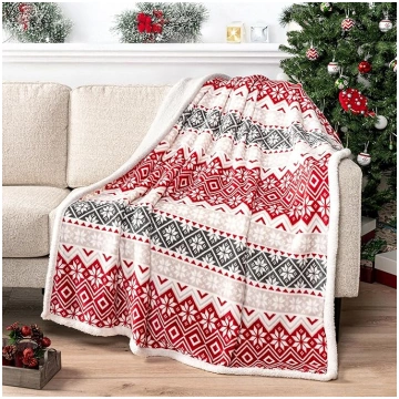 PAVILIA Premium Christmas Sherpa Throw Blanket Zie