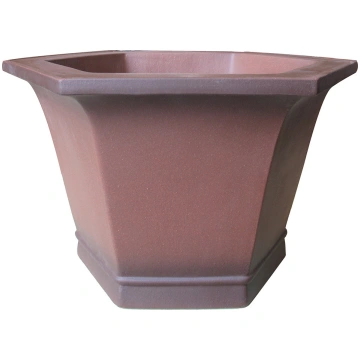 14" Hexagonal Flared Unglazed Cascade Bonsai Pot
