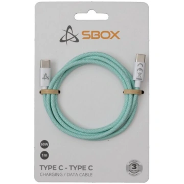 Sbox Type C - Type C 1m zaļš USB-C kabelis