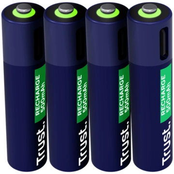 Trust USB-C rechargeable AAA batteries, 4 gab. - U