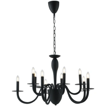 Lampadario classico in metallo nero e piattini ner