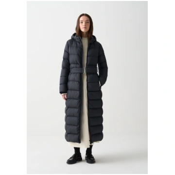 Long matte down jacket with belt COLMAR