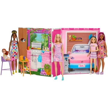 Barbie - Getaway Doll House With Doll, 4 Play Area