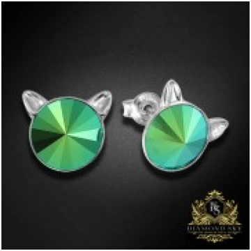 Bērnu sudraba auskari "Kaķis (Scarabaeus Green)" a