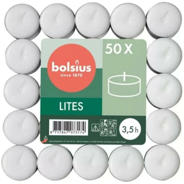 Bolsius Tējas sveces 37297700 50gab, Ø4cm x 1cm, D