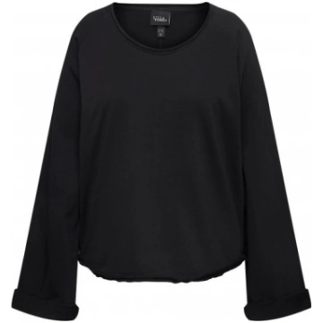 Ulla Popken Rolled Edge Long Sleeve Sweatshirt Bla