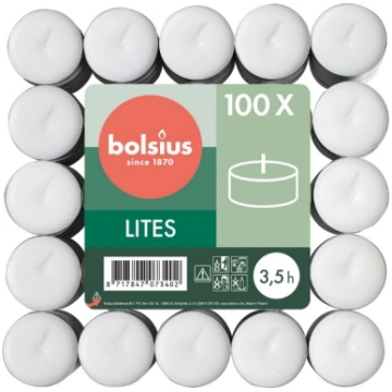 Bolsius Tējas sveces 100gab. baltas 37297600