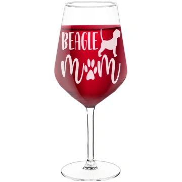Dzirkstošā Vīna Glāze ar Uzrakstu - "Beagle Mom", 