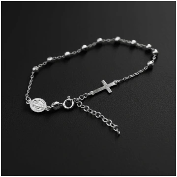 Gold Plated 925 Sterling Silver Rosary Bracelet wi