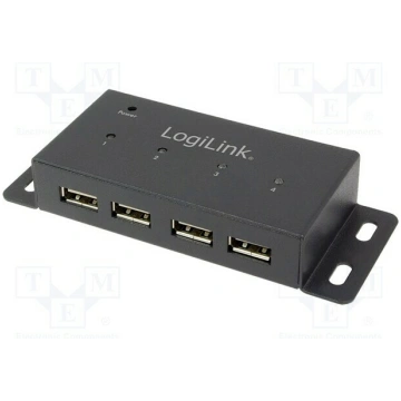Hub USB; DC,USB A socket x4; USB 2.0; mounted on d
