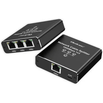 Qoltec Mini Ethernet Splitter Switch 1x3 RJ45 | 10