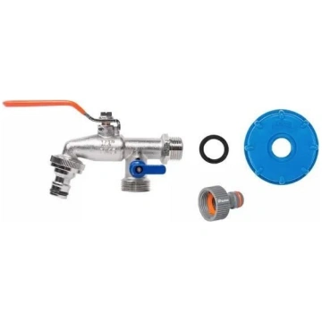 IBC adapteris S60x6, krāns ar divām ¾" izejām + 2 