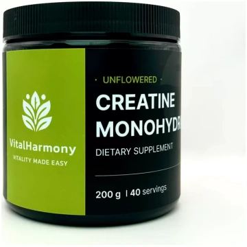 VitalHarmony kreatīna monohidrāts 200g bez garšas 