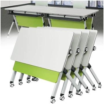 Portable Folding Conference Table with Lockable Ca