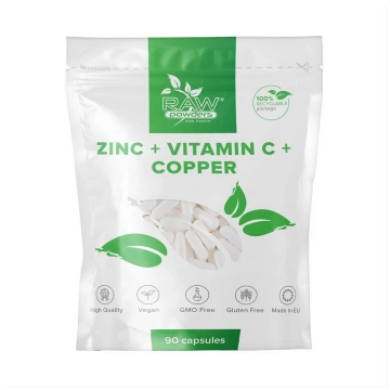 RAW POWDERS cinks + C + varis vitamīns, 90 kapsula