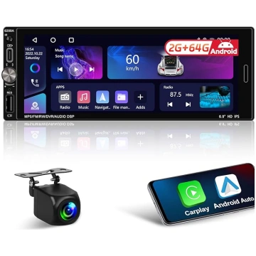 NHOPEEW 1 DIN Android auto radio ar bezvadu Carpla